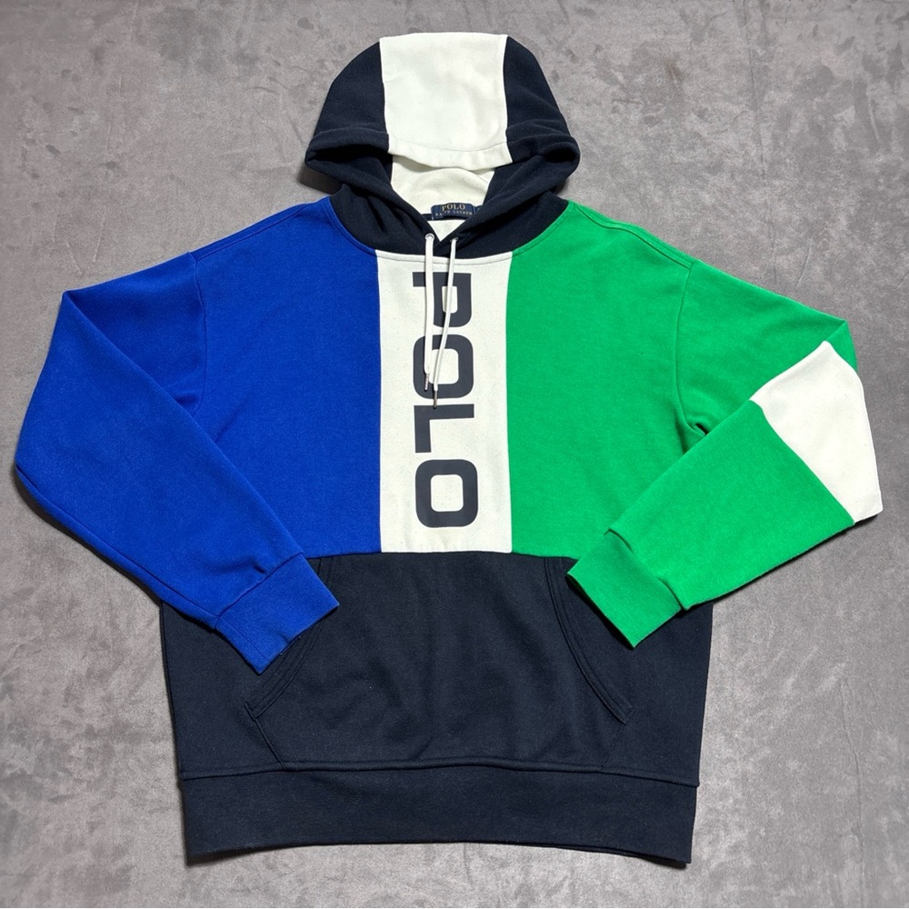 Polo by Ralph Lauren Blue Green Black & White Colorblock Hoodie